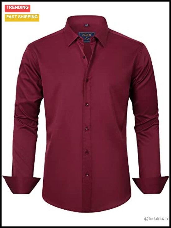 Other - Men's Stretch Wrinkle-Free Dress Shirt Long Sleeve Button Down Formal Business